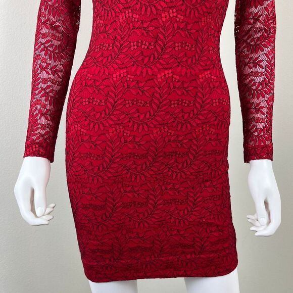 Dress the Population Women Size XS Red Penelope Lace Floral Bodycon Mini Dress - Picture 5 of 15